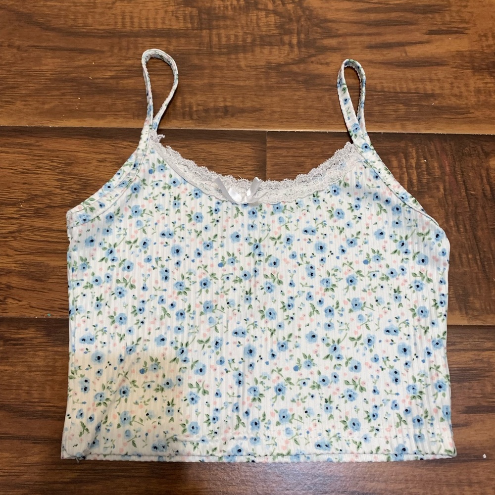 Y2K floral white camisole tank top